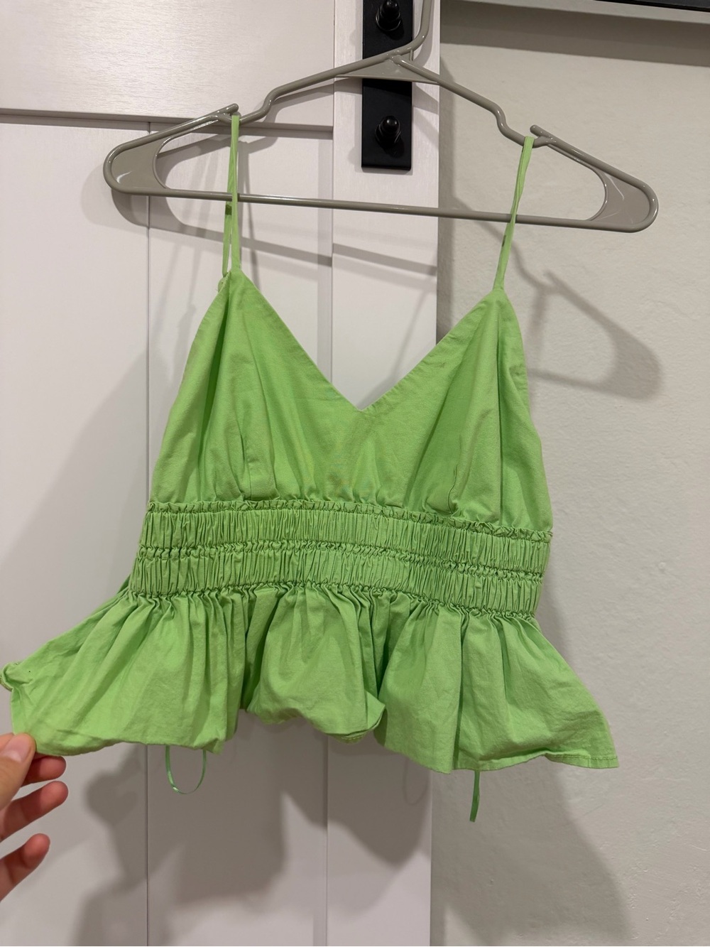 The Impeccable Pig Lime Green Smocked Peplum Cami